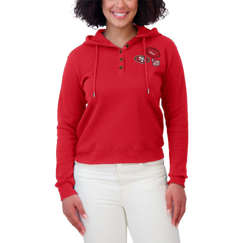 NFL San Francisco 49ers WEAR by Erin Andrews Women's Waffle Hoodie Pullover Top