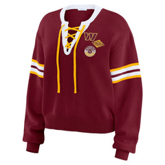 NFL Washington Commanders WEAR by Erin Andrews Women's Lace-Up Pullover Sweatshirt