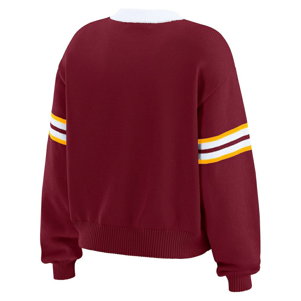 NFL Washington Commanders WEAR by Erin Andrews Women's Lace-Up Pullover Sweatshirt