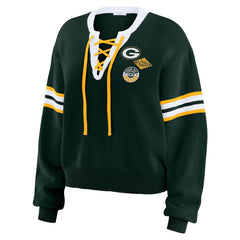 NFL Green Bay Packers WEAR by Erin Andrews Women's Lace-Up Pullover Sweatshirt