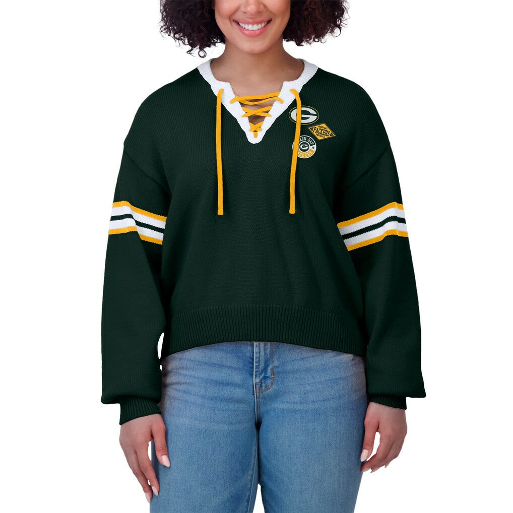 NFL Green Bay Packers WEAR by Erin Andrews Women's Lace-Up Pullover Sweatshirt