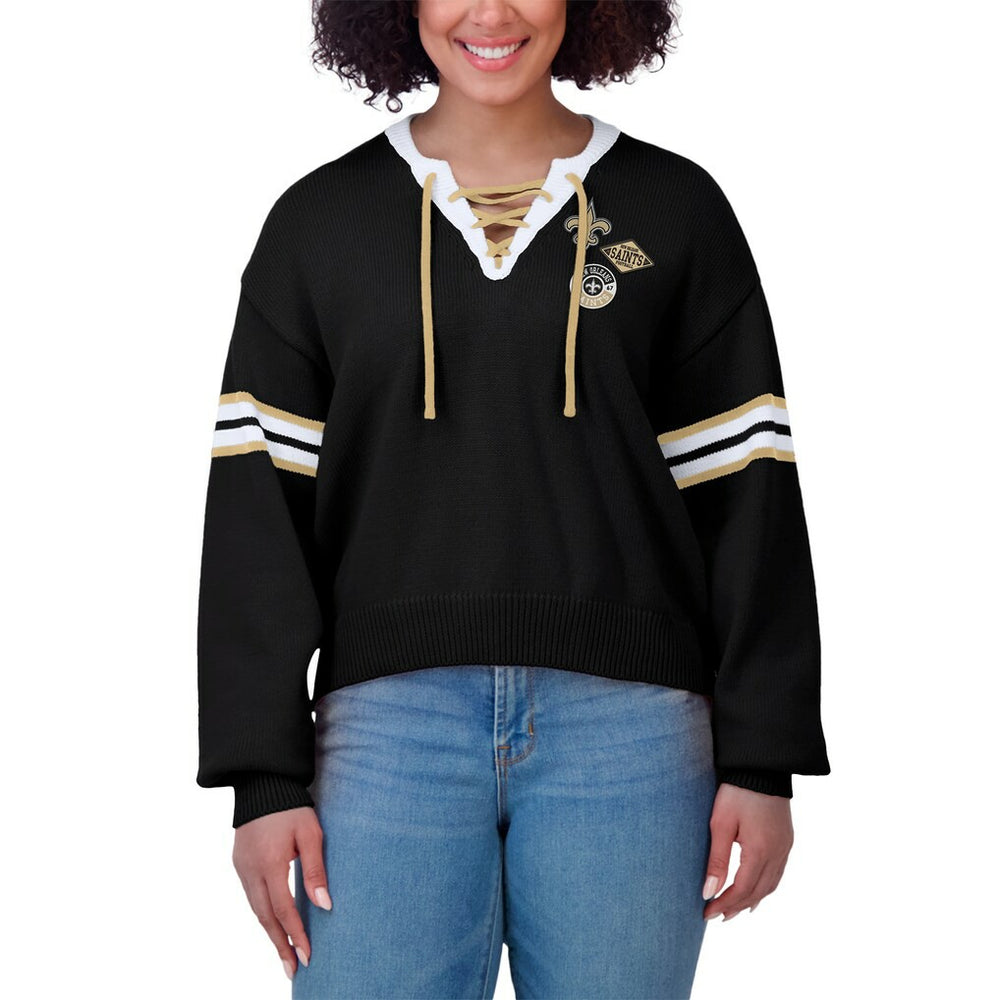 NFL New Orleans Saints WEAR by Erin Andrews Women's Lace-Up Pullover Sweatshirt