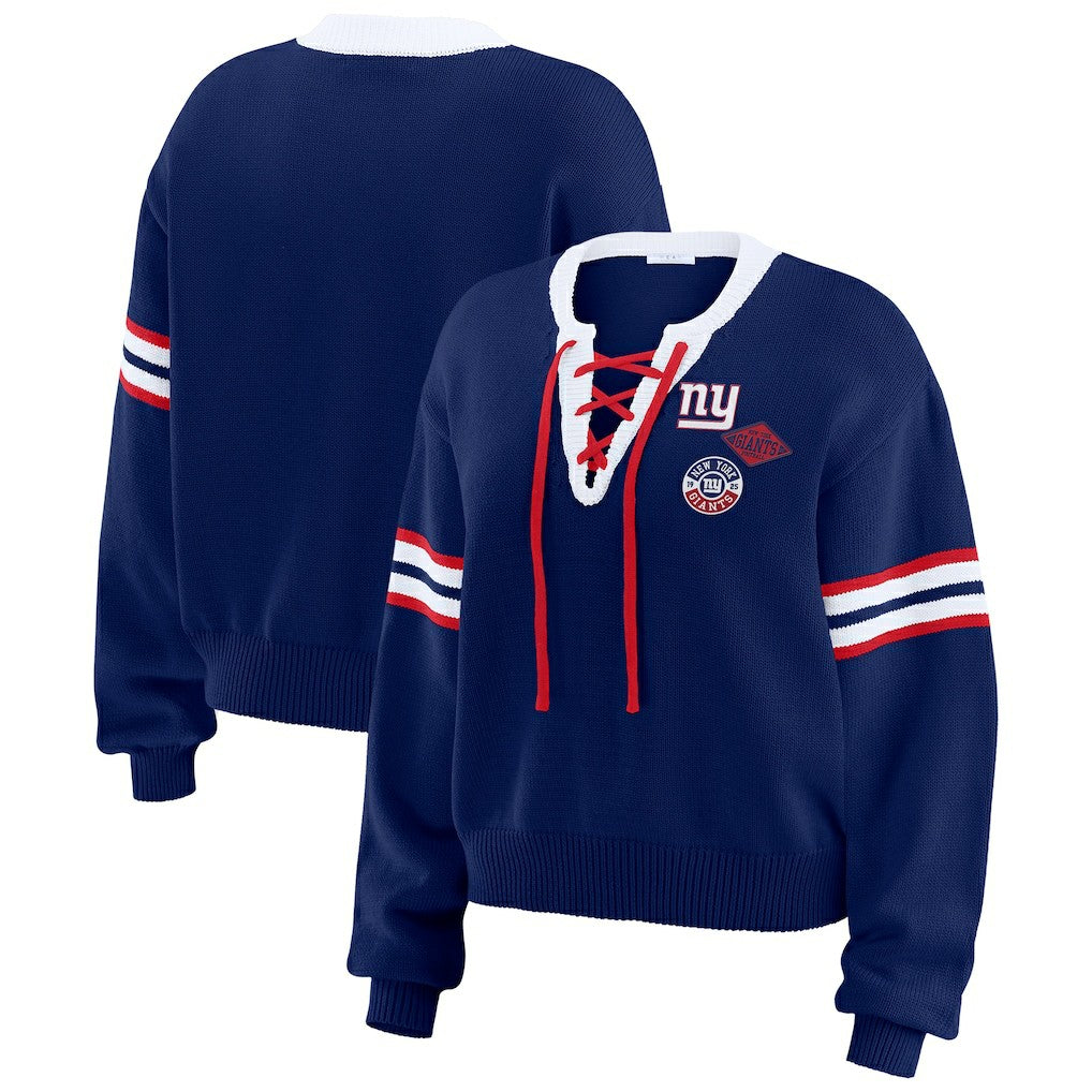 NFL New York Giants WEAR by Erin Andrews Women's Lace-Up Pullover Sweatshirt