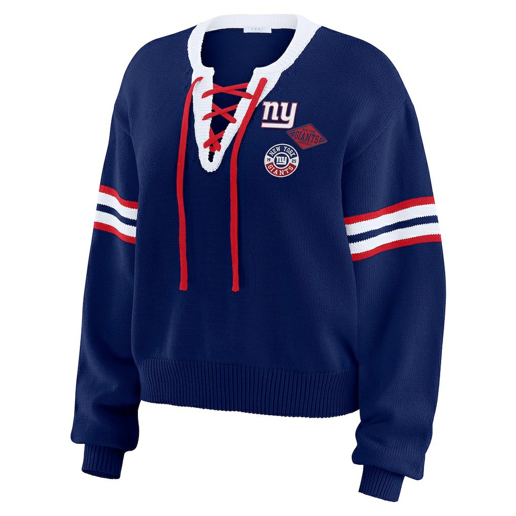 NFL New York Giants WEAR by Erin Andrews Women's Lace-Up Pullover Sweatshirt