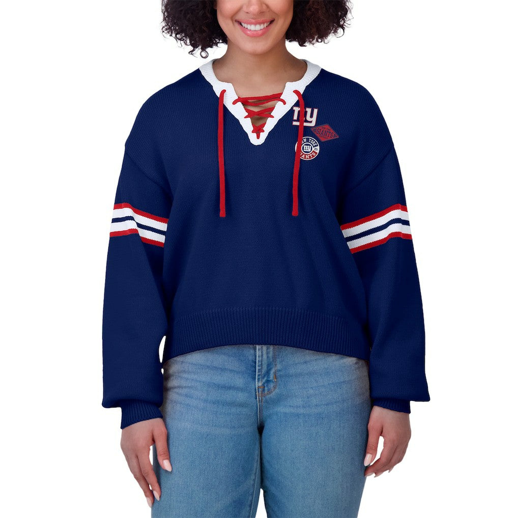 NFL New York Giants WEAR by Erin Andrews Women's Lace-Up Pullover Sweatshirt