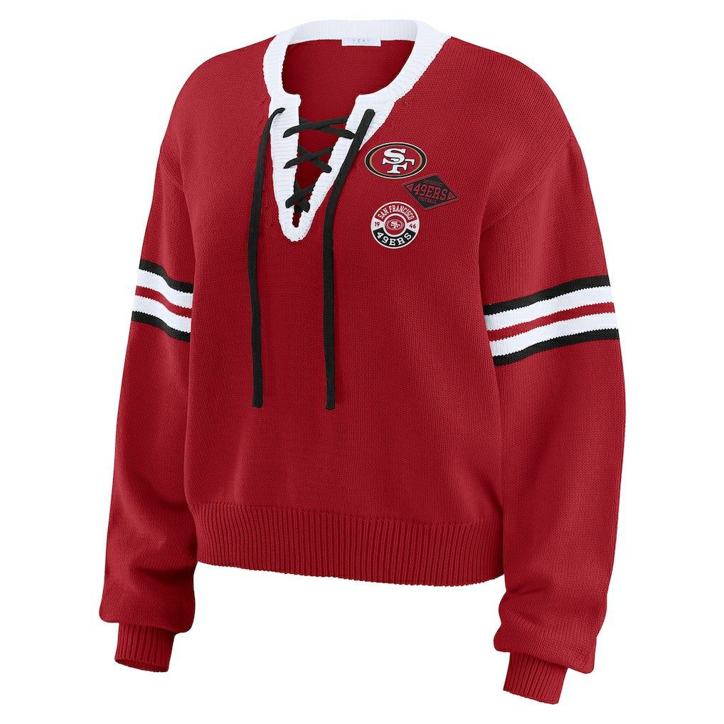 NFL San Francisco 49ers WEAR by Erin Andrews Women's Lace-Up Pullover Sweatshirt
