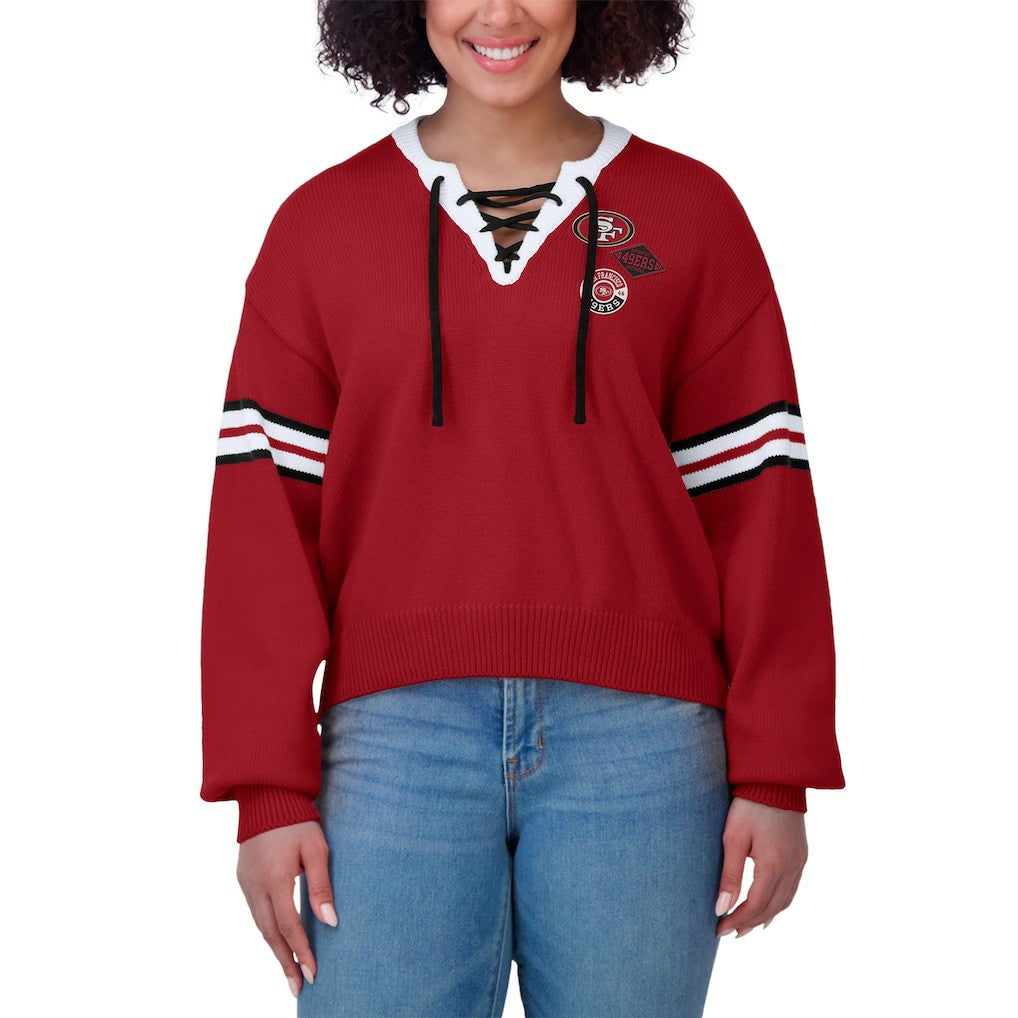 NFL San Francisco 49ers WEAR by Erin Andrews Women's Lace-Up Pullover Sweatshirt