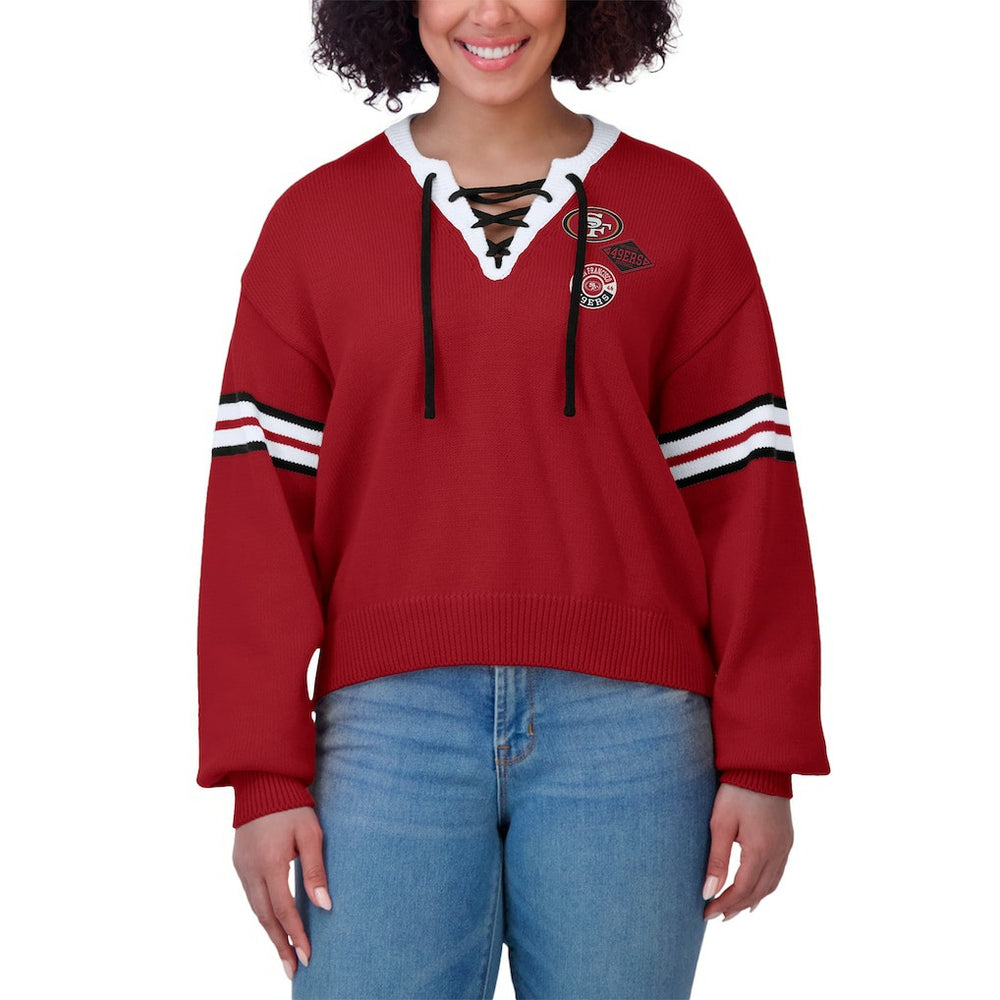 NFL San Francisco 49ers WEAR by Erin Andrews Women's Lace-Up Pullover Sweatshirt