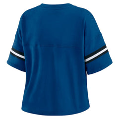 NFL Indianapolis Colts WEAR by Erin Andrews Women's Color Block Boxy Modest Crop V-Neck T-Shirt