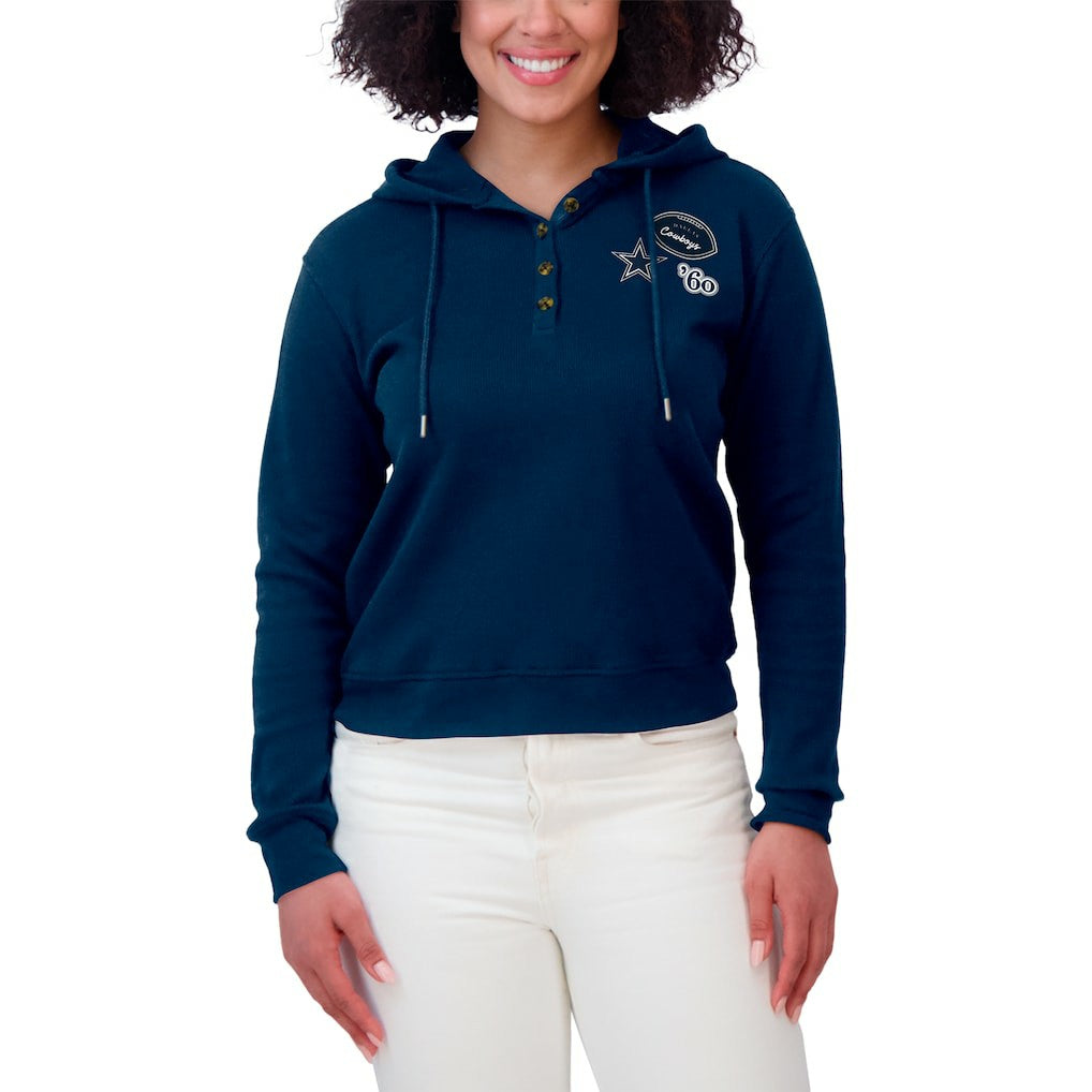 NFL Dallas Cowboys WEAR by Erin Andrews Women's Waffle Hoodie Pullover Top