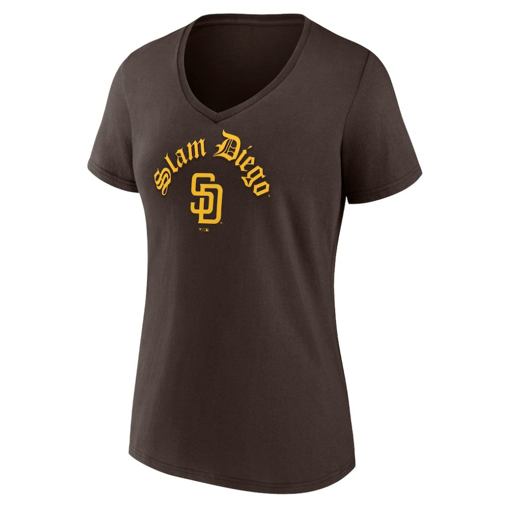 San Diego Padres Women's Local V-Neck T-Shirt - Brown