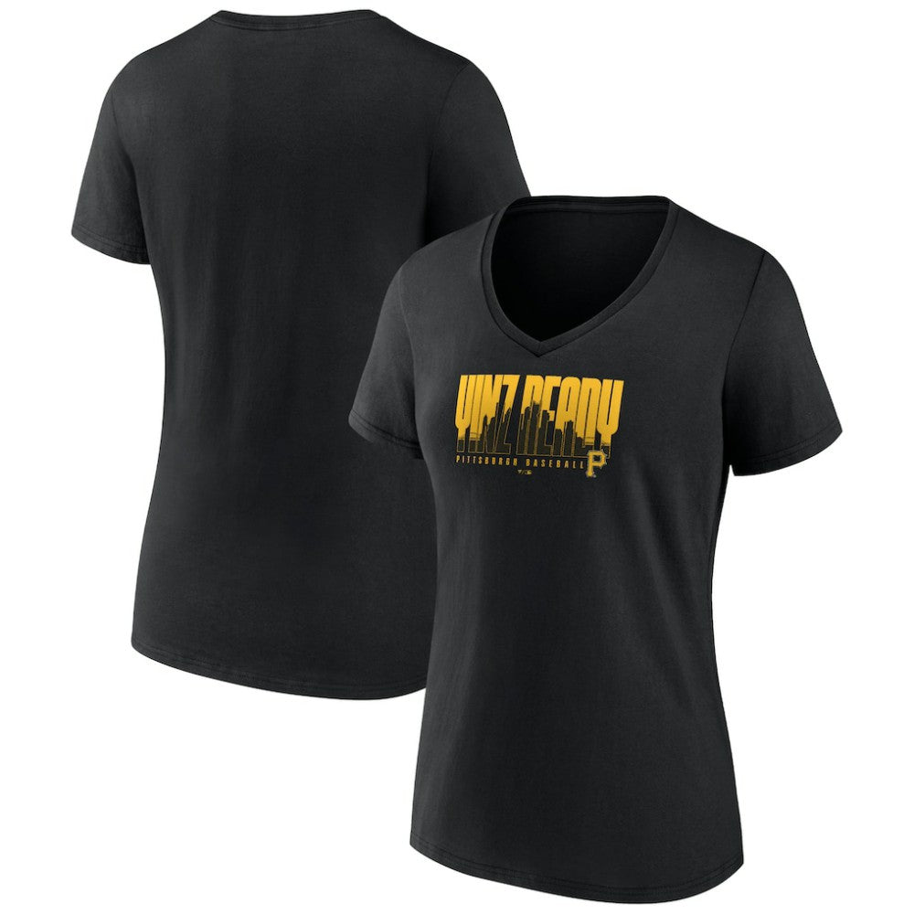 Pittsburgh Pirates Women's Yinz Ready V-Neck T-Shirt - Black