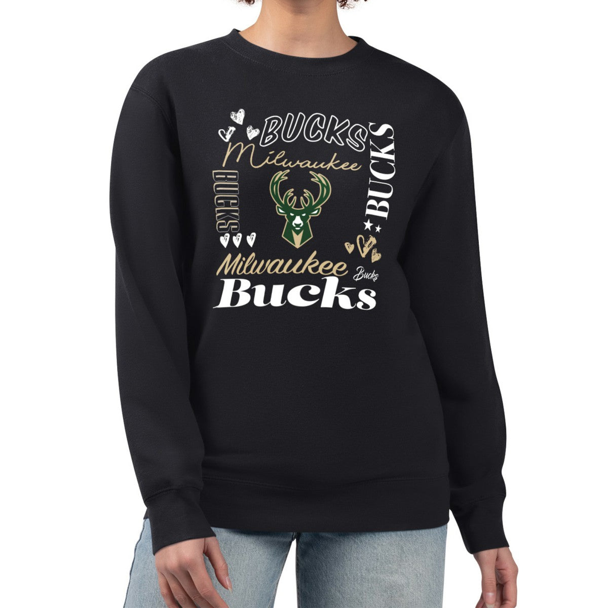 Milwaukee Bucks G-III 4Her by Carl Banks Women's Collage Team Graphic Fleece Pullover Sweatshirt - Black sale