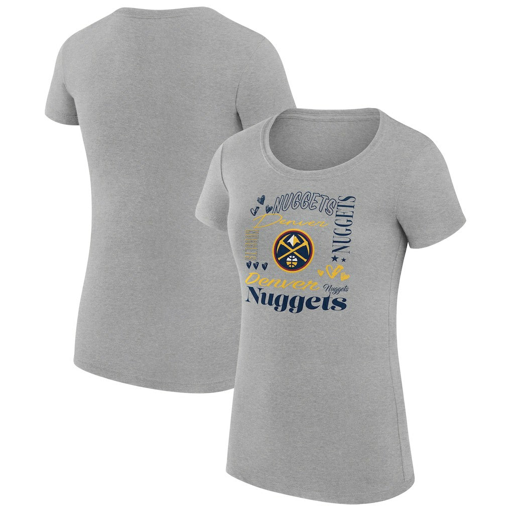 Denver Nuggets G-III 4Her by Carl Banks Women's Super-Slim Fit Lightweight Team Name Collage Graphic T-Shirt sale - Heather Gray discount