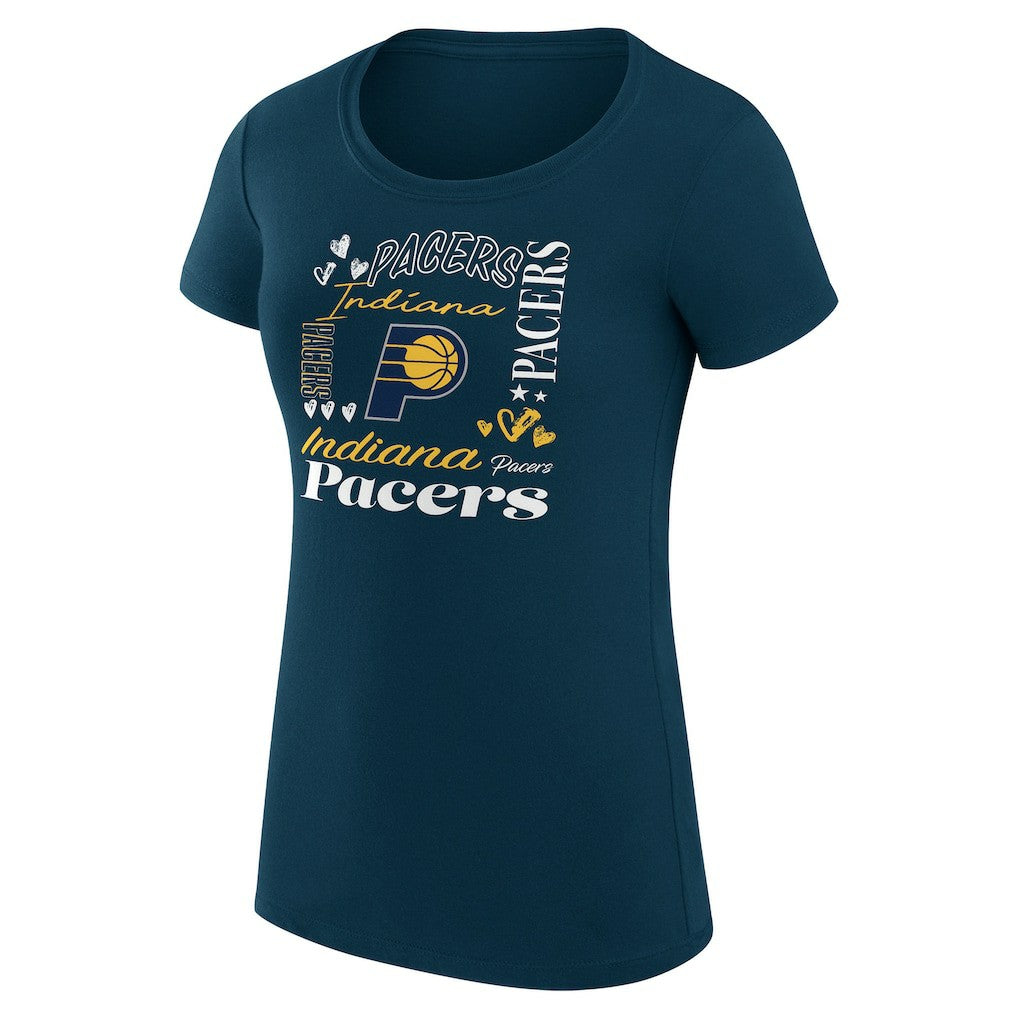 Indiana Pacers G-III 4Her by Carl Banks Women's Super-Slim Fit Lightweight Team Name Collage Graphic T-Shirt - Navy for sale