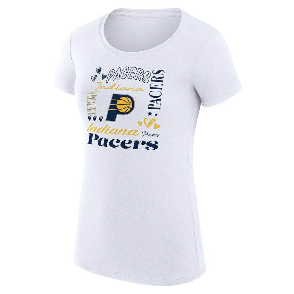 Indiana Pacers G-III 4Her by Carl Banks Women's Super-Slim Fit Lightweight Team Name Collage Graphic T-Shirt - White online