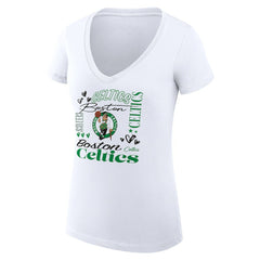 Boston Celtics G-III 4Her by Carl Banks Women's Super-Slim Fit Lightweight Team Name Collage Graphic V-Neck T-Shirt - White sale