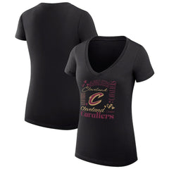 Cleveland Cavaliers G-III 4Her by Carl Banks Women's Super-Slim Fit Lightweight Team Name Collage Graphic V-Neck T-Shirt sale - Black sale