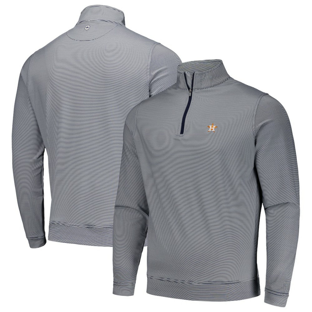 Houston Astros Peter Millar Perth Sugar Stripe Performance Quarter-Zip Top - Navy