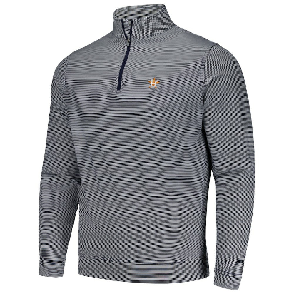 Houston Astros Peter Millar Perth Sugar Stripe Performance Quarter-Zip Top - Navy