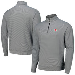 Cincinnati Reds Peter Millar Perth Sugar Stripe Performance Quarter-Zip Top - Black