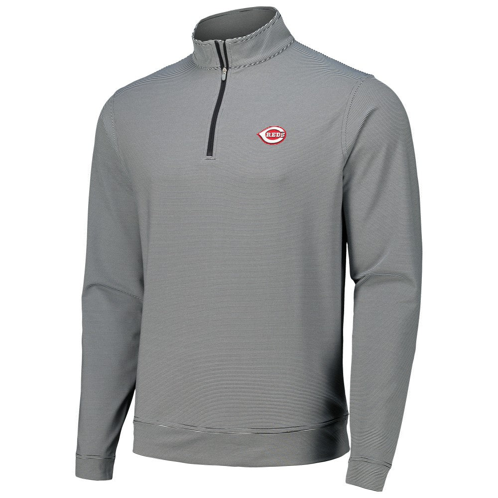 Cincinnati Reds Peter Millar Perth Sugar Stripe Performance Quarter-Zip Top - Black