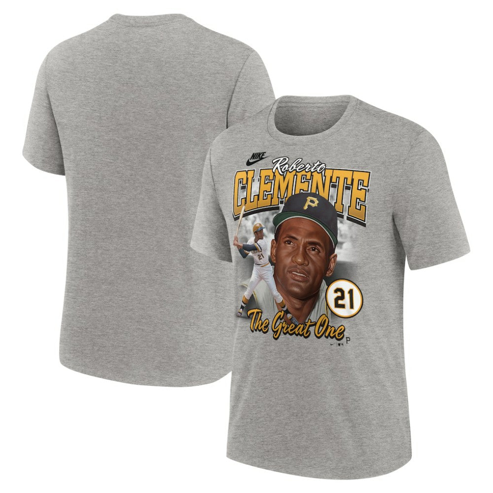 Roberto Clemente Pittsburgh Pirates Cooperstown Collection Player Local T-Shirt - Heather Gray | Nike