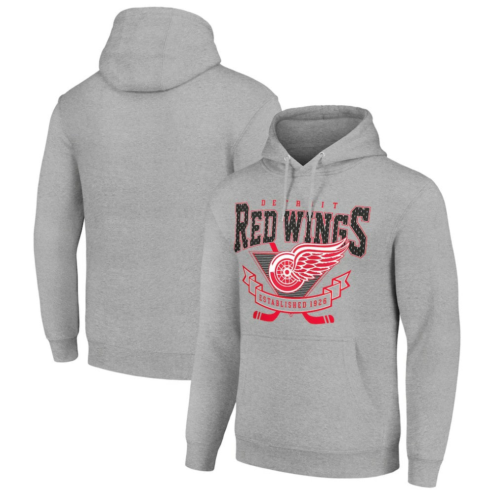Detroit Red Wings Starter Team Logo Graphic Fleece Tri-Blend Pullover Hoodie