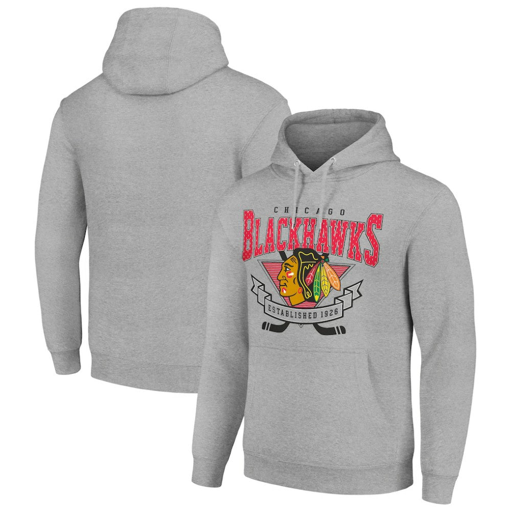 Chicago Blackhawks Starter Team Logo Graphic Fleece Tri-Blend Pullover Hoodie
