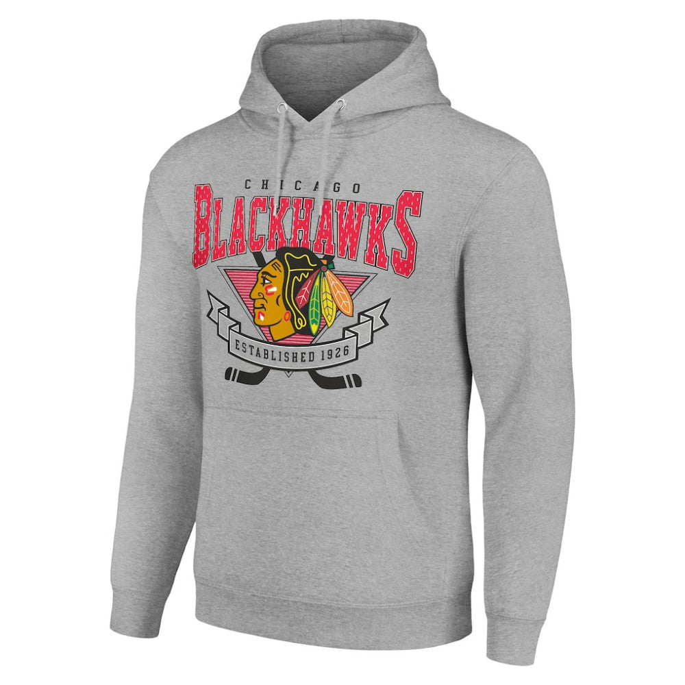 Chicago Blackhawks Starter Team Logo Graphic Fleece Tri-Blend Pullover Hoodie