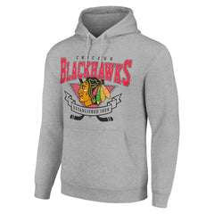 Chicago Blackhawks Starter Team Logo Graphic Fleece Tri-Blend Pullover Hoodie