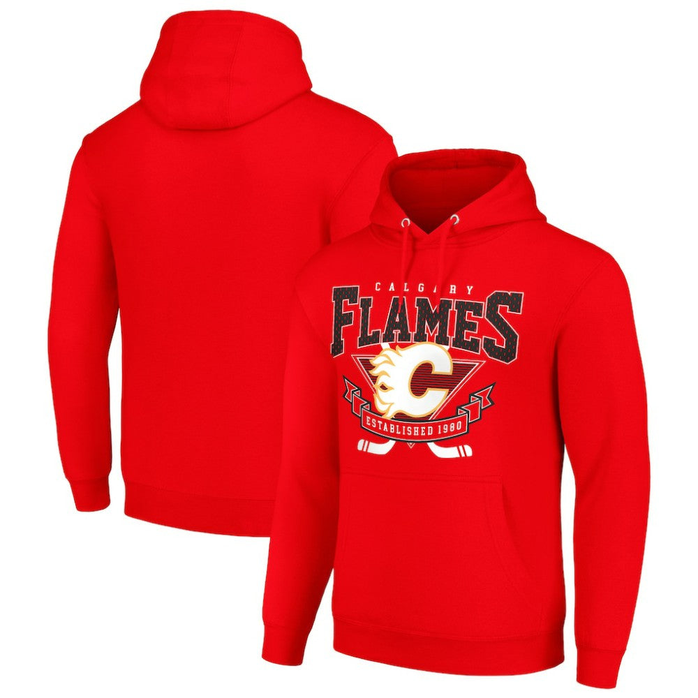 Calgary Flames Starter Team Logo Graphic Fleece Tri-Blend Pullover Hoodie