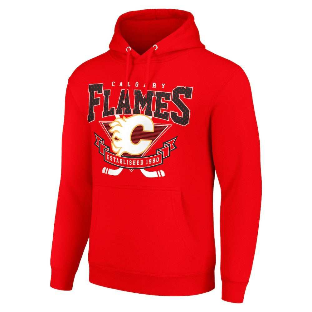Calgary Flames Starter Team Logo Graphic Fleece Tri-Blend Pullover Hoodie