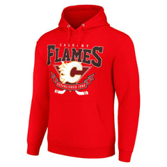 Calgary Flames Starter Team Logo Graphic Fleece Tri-Blend Pullover Hoodie