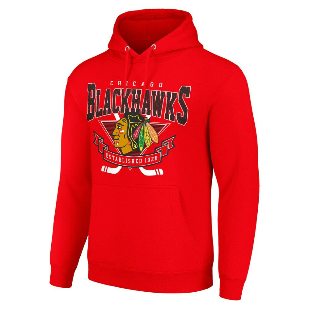 Chicago Blackhawks Starter Team Logo Graphic Fleece Tri-Blend Pullover Hoodie