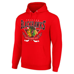 Chicago Blackhawks Starter Team Logo Graphic Fleece Tri-Blend Pullover Hoodie