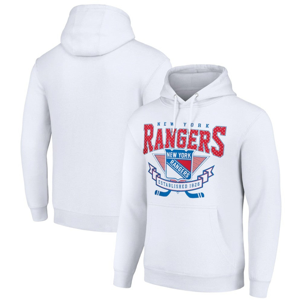 New York Rangers Starter Team Logo Graphic Fleece Tri-Blend Pullover Hoodie
