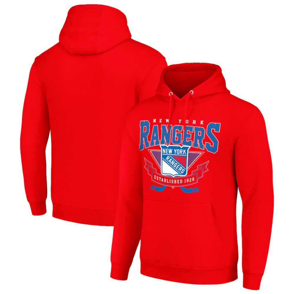 New York Rangers Starter Team Logo Graphic Fleece Tri-Blend Pullover Hoodie