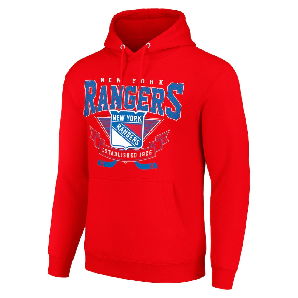 New York Rangers Starter Team Logo Graphic Fleece Tri-Blend Pullover Hoodie