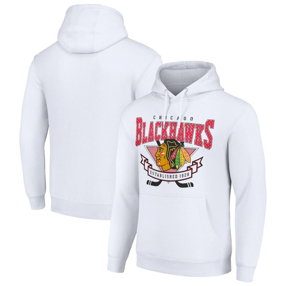 Chicago Blackhawks Starter Team Logo Graphic Fleece Tri-Blend Pullover Hoodie