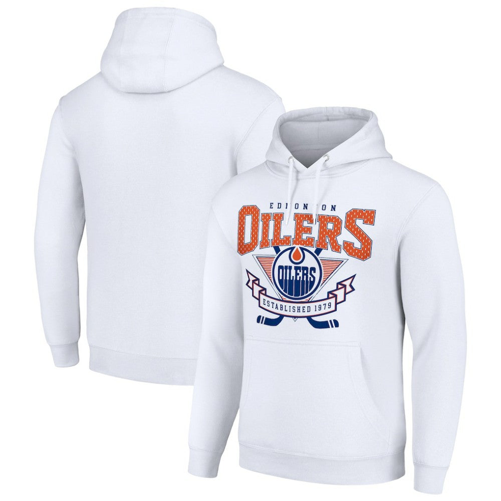 Edmonton Oilers Starter Team Logo Graphic Fleece Tri-Blend Pullover Hoodie