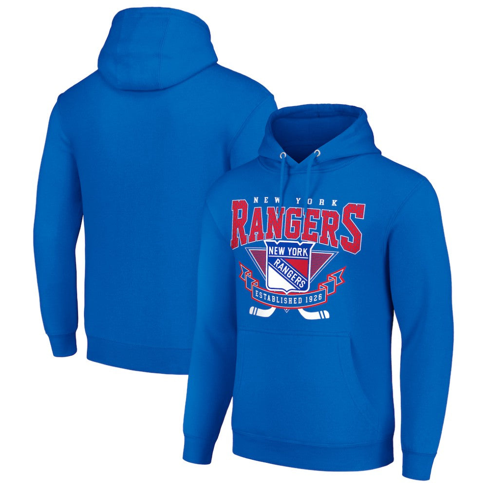New York Rangers Starter Team Logo Graphic Fleece Tri-Blend Pullover Hoodie