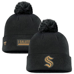 Seattle Kraken Fanatics Military Appreciation Cuffed Knit Hat with Pom