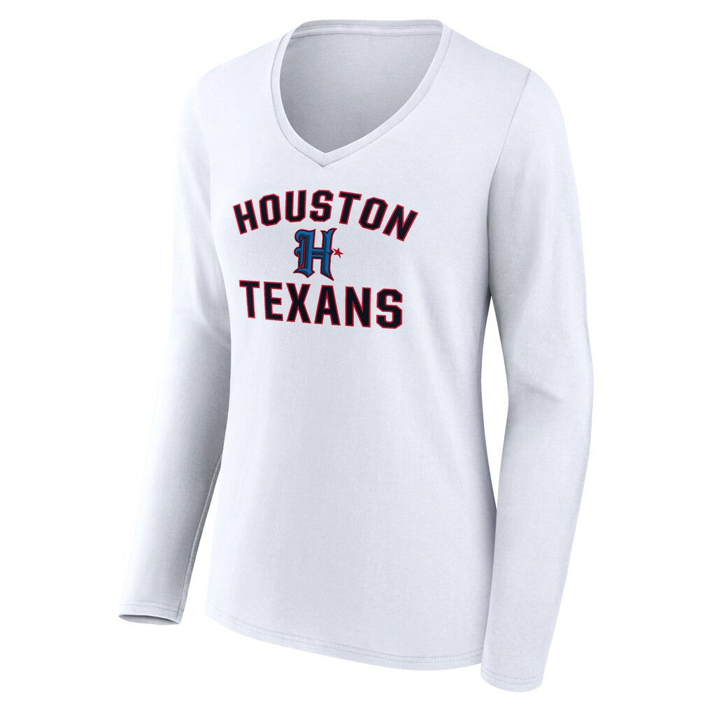 NFL Houston Texans Women's Secondary Logo Victory Arch Long Sleeve V-Neck T-Shirt