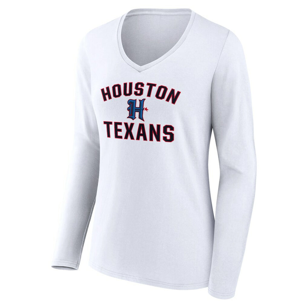 NFL Houston Texans Women's Secondary Logo Victory Arch Long Sleeve V-Neck T-Shirt