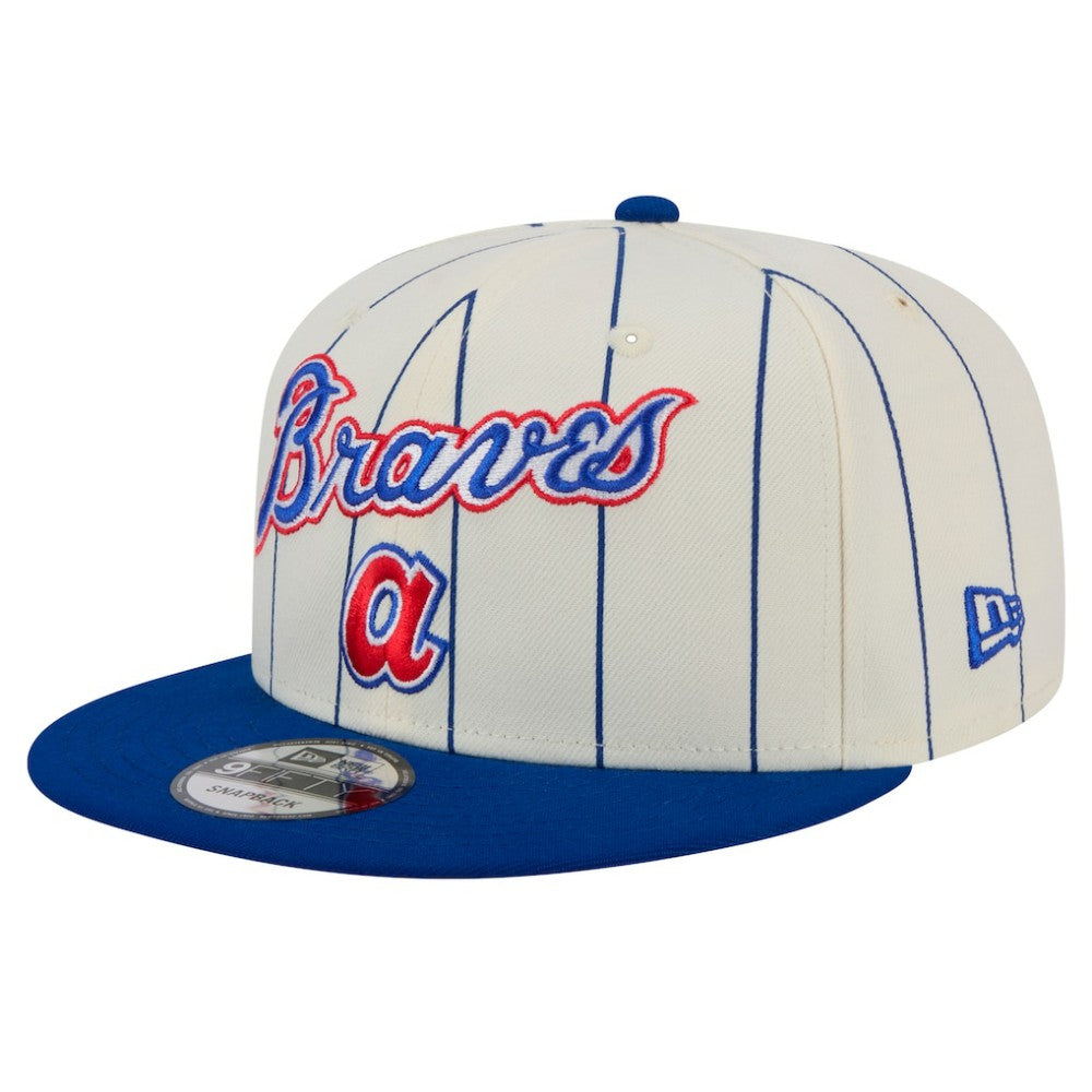 Atlanta Braves Jersey Pinstripe 9FIFTY Snapback Hat - White | New Era