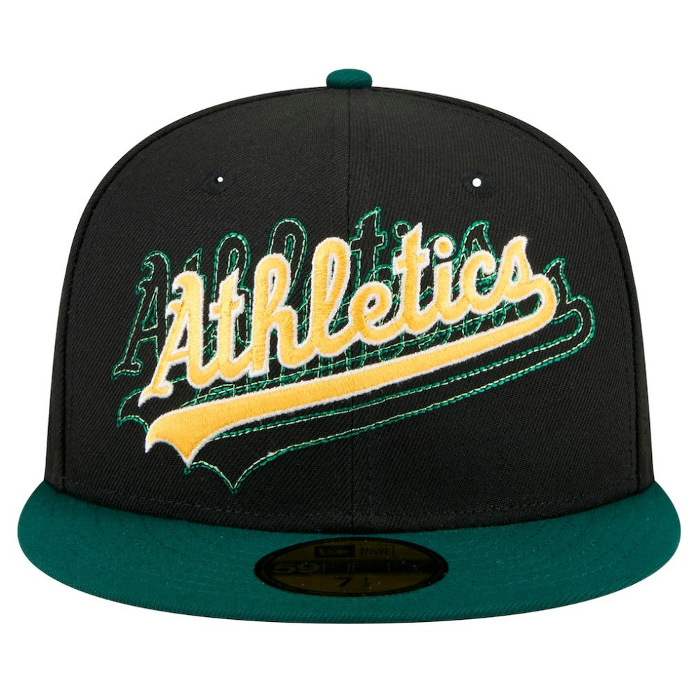 Athletics Shadow Stitch 59FIFTY Fitted Hat - Black | New Era