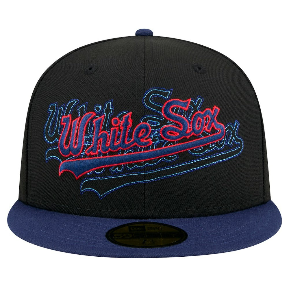 Chicago White Sox Shadow Stitch 59FIFTY Fitted Hat - Black | New Era