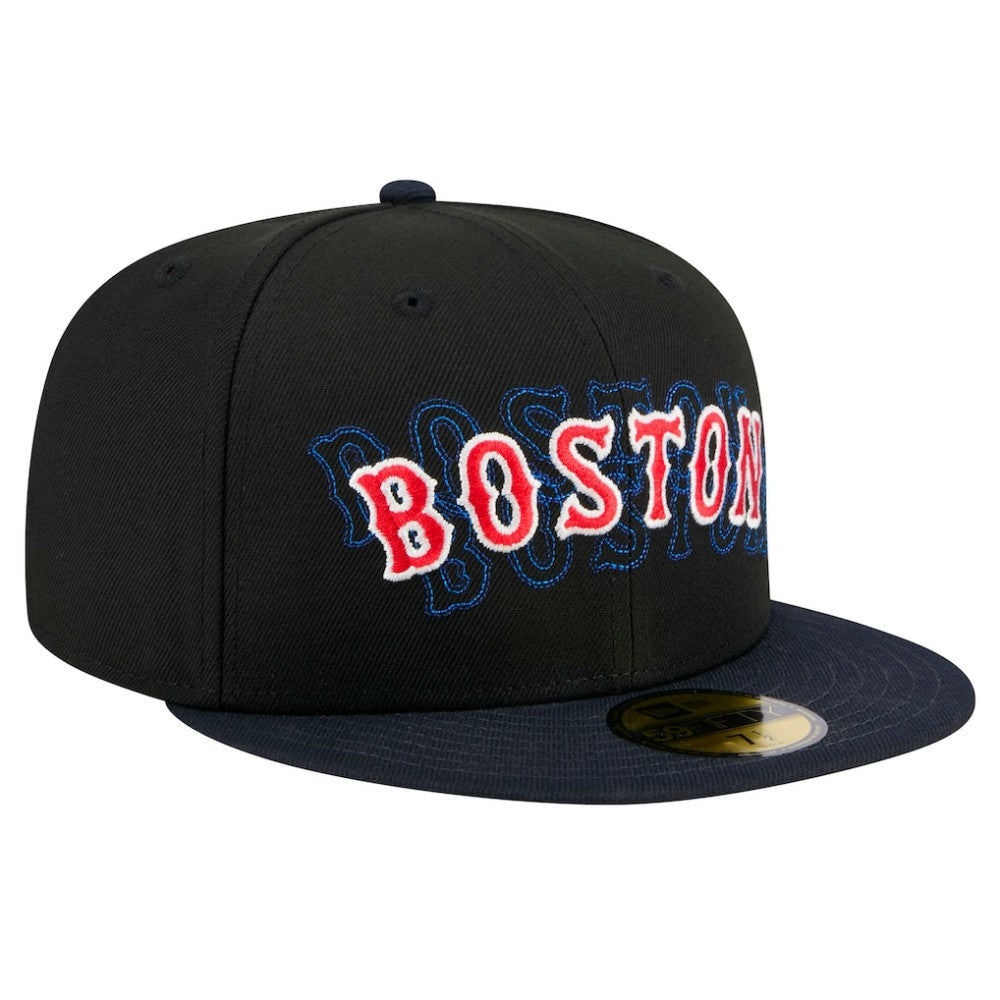 Boston Red Sox Shadow Stitch 59FIFTY Fitted Hat - Black | New Era