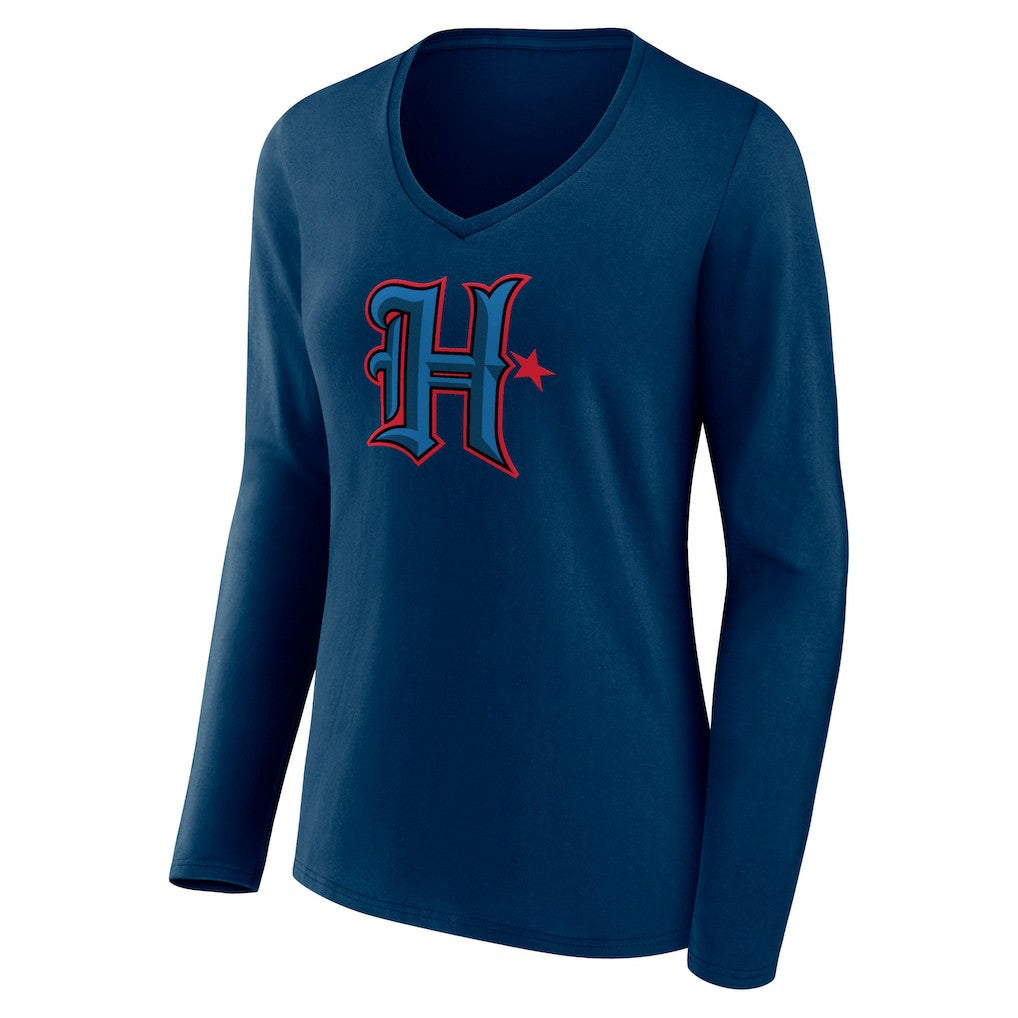 NFL Houston Texans Women's Secondary Logo Long Sleeve V-Neck T-Shirt